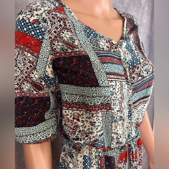 Mossimo Patchwork Print Cute Romper, w/Ruffled Hem. Sz XS - Picture 3 of 8